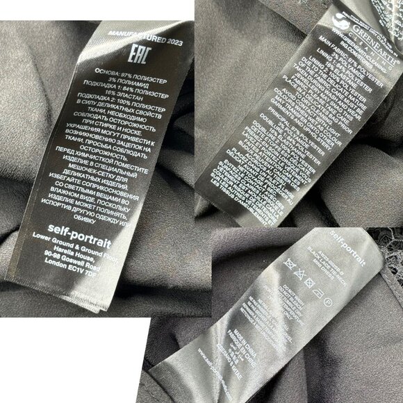 🆕 SELF-PORTRAIT 🧿 BNWOT Black Lace Tie-Neck Minidress, Sz US 2 / UK 6 - Picture 16 of 16